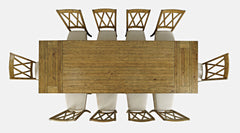 Telluride Gold Trestle Dining Table w/ 10 Chairs - Ornate Home