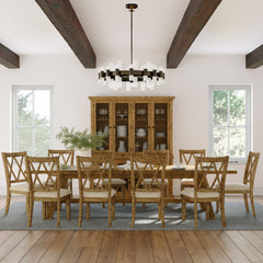 Telluride Gold Trestle Dining Table w/ 10 Chairs - Ornate Home