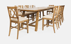 Telluride Gold Trestle Dining Table w/ 10 Stools - Ornate Home