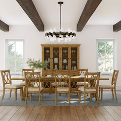 Telluride Gold Trestle Dining Table w/ 6 Chairs - Ornate Home