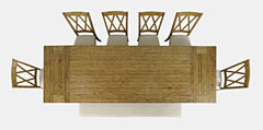 Telluride Gold Trestle Dining Table w/ 6 Chairs, Bench - Ornate Home
