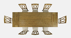 Telluride Gold Trestle Dining Table w/ 8 Chairs - Ornate Home