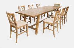 Telluride Gold Trestle Dining Table w/ 8 Stools - Ornate Home