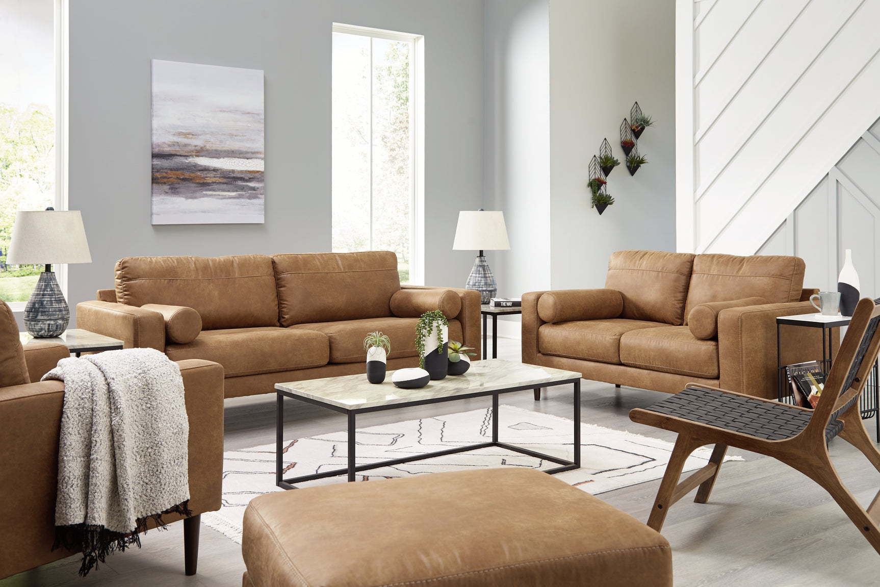 Telora Caramel Sofa, Loveseat, Chair and Ottoman (Online Special Price) - Ornate Home