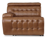 Temmpton Chocolate 3-Piece Power Reclining Sectional Loveseat with Console (Online Special Price) - Ornate Home