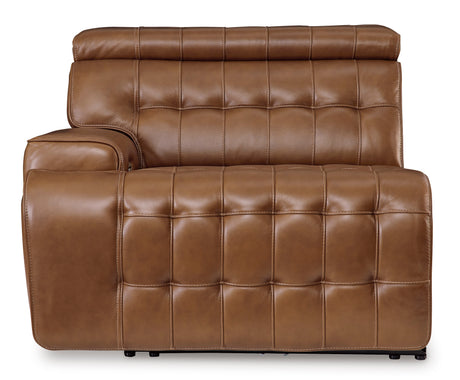 Temmpton Chocolate 3-Piece Power Reclining Sectional Loveseat with Console - Ornate Home