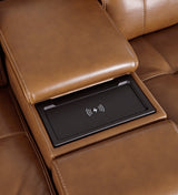 Temmpton Chocolate 3-Piece Power Reclining Sectional Loveseat with Console - Ornate Home