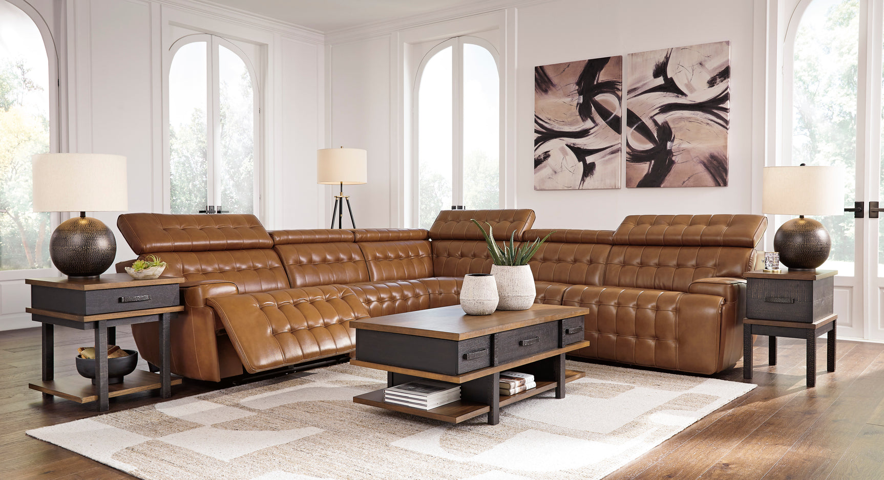 Temmpton Chocolate 5-Piece Power Reclining Sectional (Online Special Price) - Ornate Home