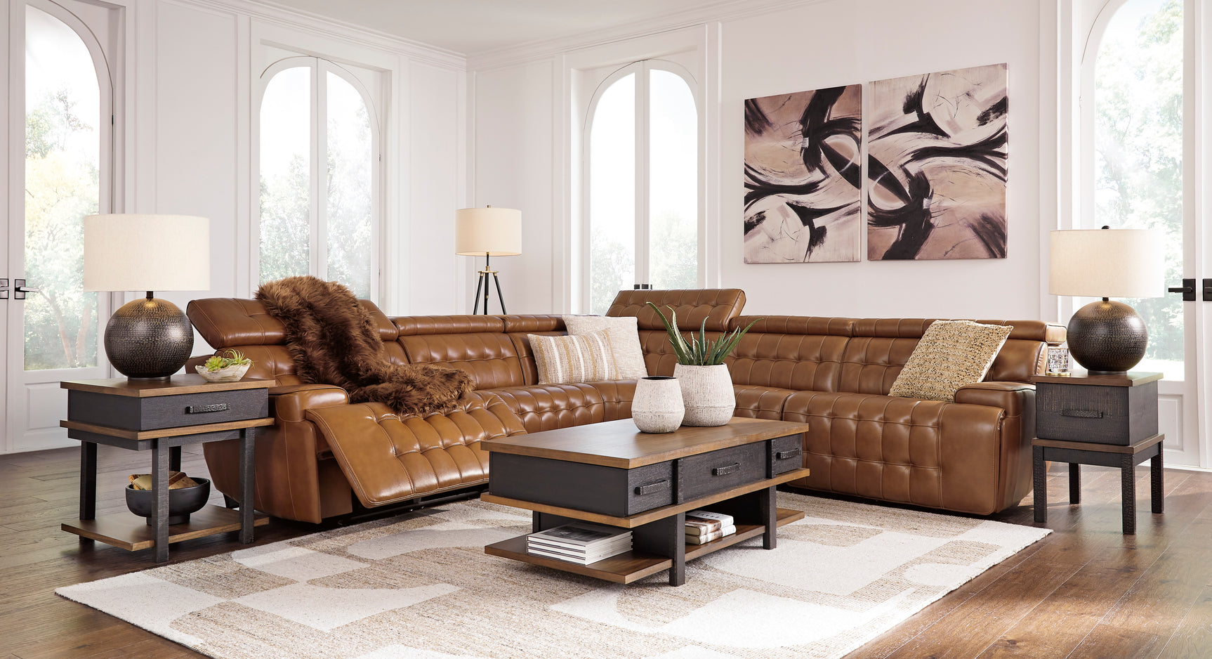 Temmpton Chocolate 5-Piece Power Reclining Sectional (Online Special Price) - Ornate Home