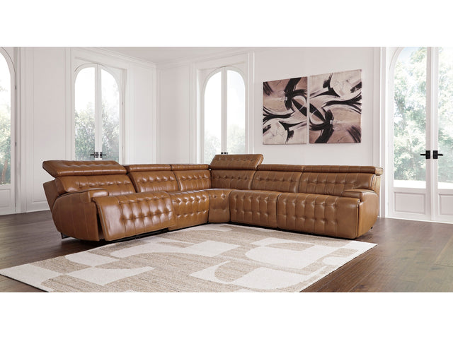 Temmpton Chocolate 5-Piece Power Reclining Sectional - Ornate Home
