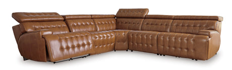 Temmpton Chocolate 5-Piece Power Reclining Sectional - Ornate Home