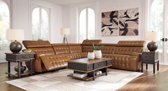 Temmpton Chocolate 5-Piece Power Reclining Sectional - Ornate Home