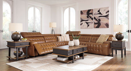 Temmpton Chocolate 5-Piece Power Reclining Sectional - Ornate Home