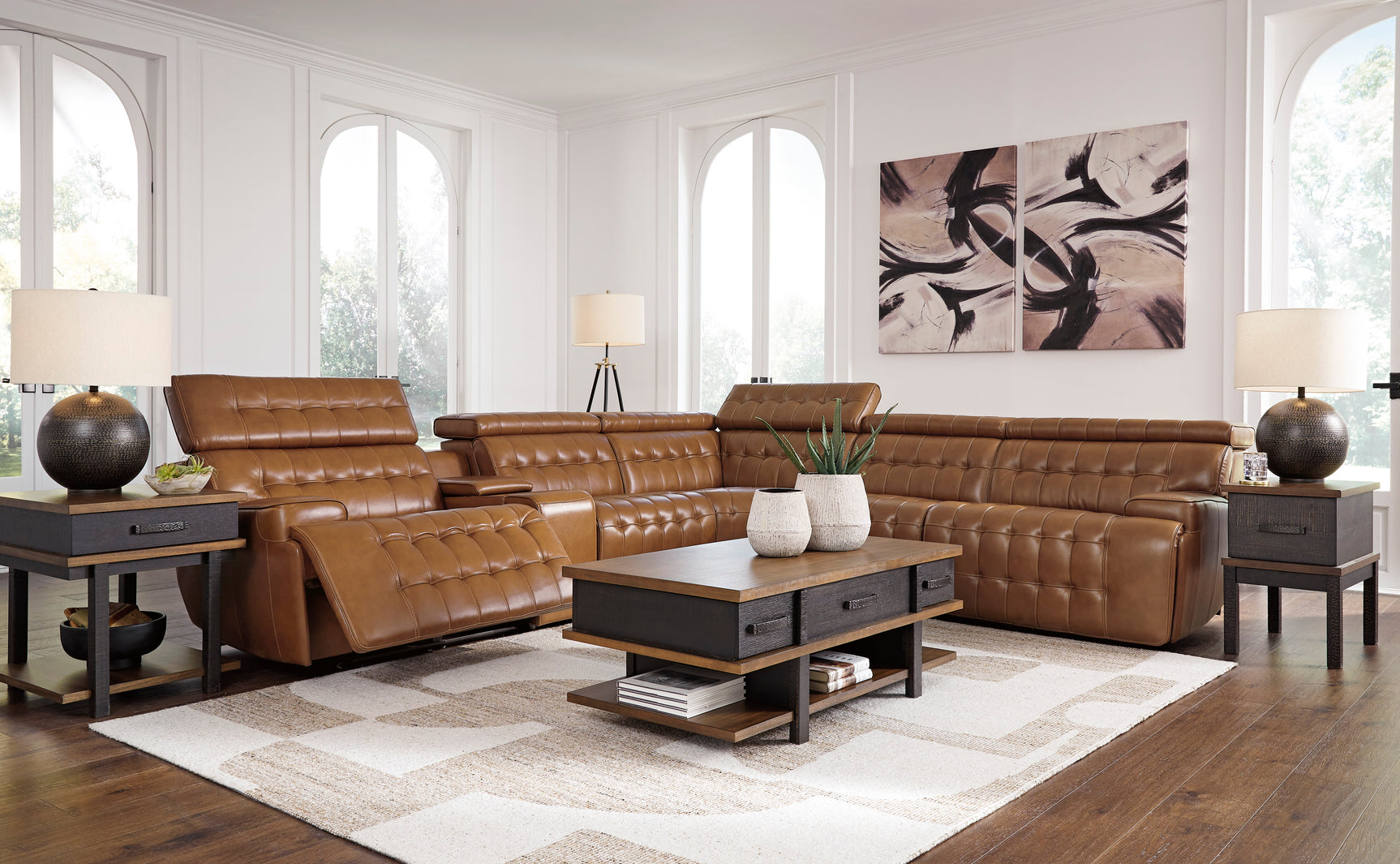 Temmpton Chocolate 6-Piece Power Reclining Sectional (Online Special Price) - Ornate Home