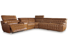 Temmpton Chocolate 6-Piece Power Reclining Sectional - Ornate Home