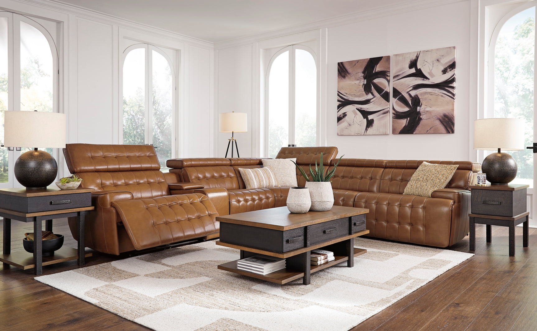 Temmpton Chocolate 6-Piece Power Reclining Sectional - Ornate Home