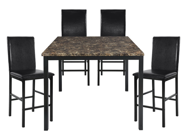 Tempe Brown / Black 5-piece Counter Dinig Table Set - Ornate Home