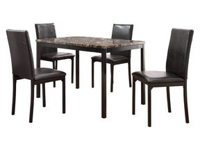 Tempe Brown / Black 5-piece Dinig Table Set - Ornate Home