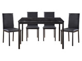 Tempe Dark Brown / Black 5-piece Dinig Table Set - Ornate Home