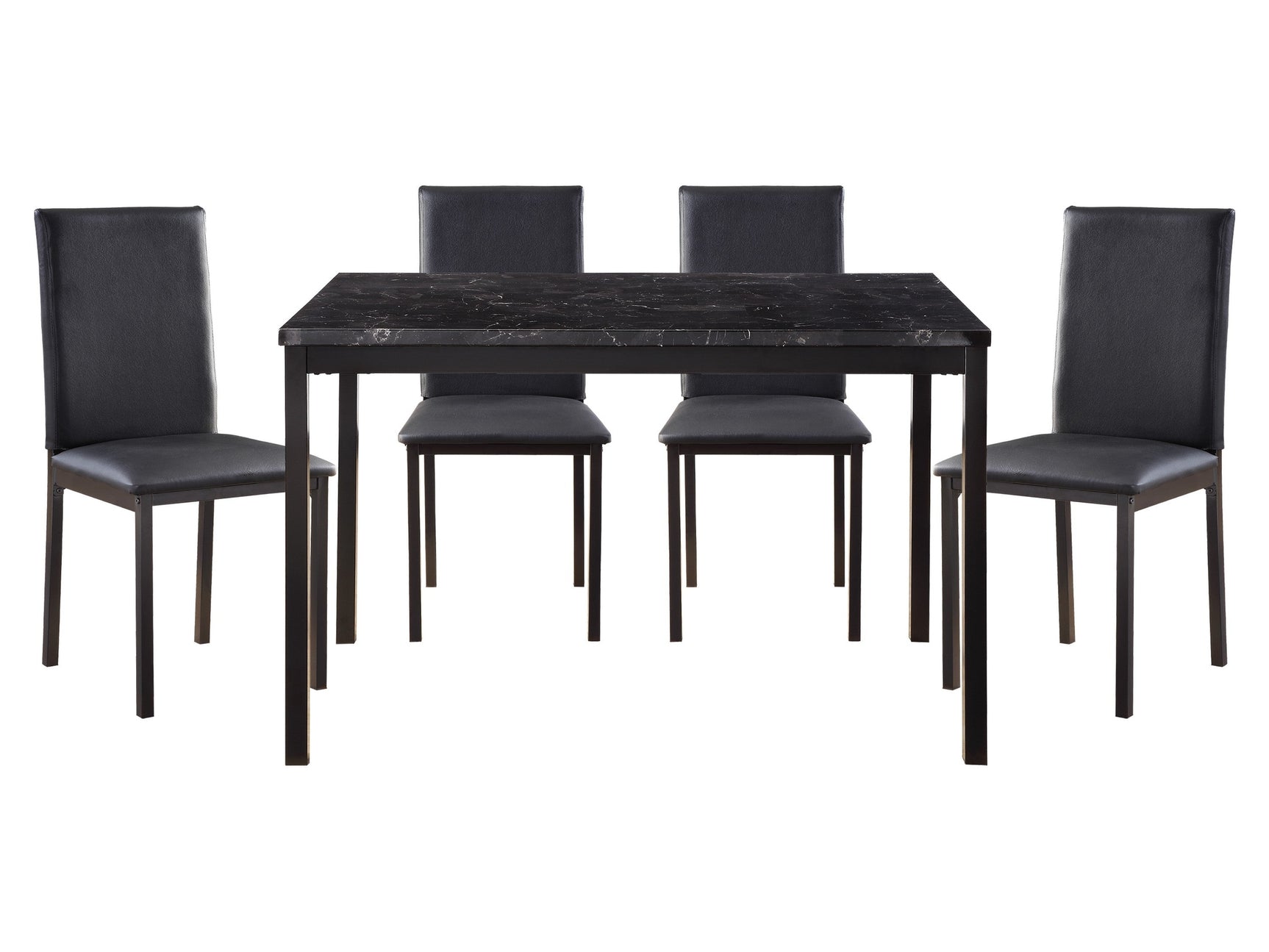 Tempe Dark Brown / Black 5-piece Dinig Table Set - Ornate Home