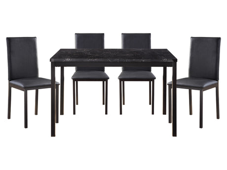 Tempe Dark Brown / Black 5-piece Dinig Table Set - Ornate Home
