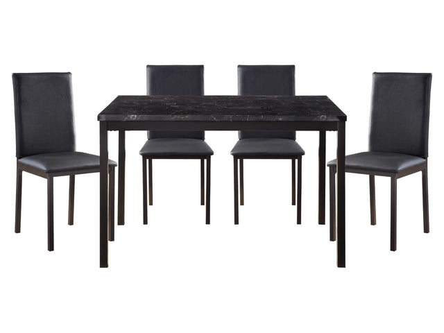 Tempe Dark Brown / Black 5-piece Dinig Table Set - Ornate Home
