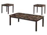 Tempe Rich Faux Marble/Black 3-Piece Pack Occasional Set - Ornate Home