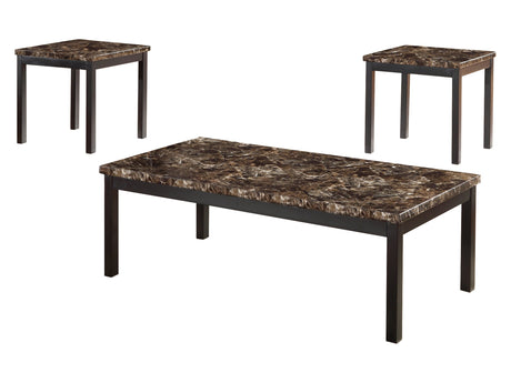 Tempe Rich Faux Marble/Black 3-Piece Pack Occasional Set - Ornate Home