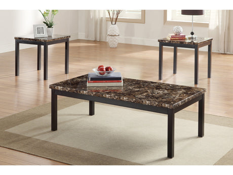 Tempe Rich Faux Marble/Black 3-Piece Pack Occasional Set - Ornate Home
