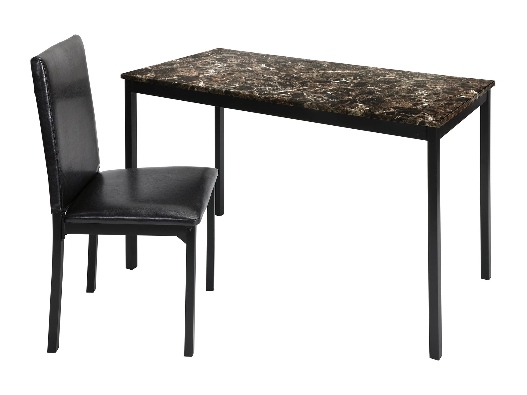 Tempe Rich Faux Marble/Black/Brown Writing Desk and Chair - Ornate Home