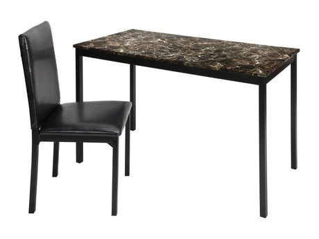 Tempe Rich Faux Marble/Black/Brown Writing Desk and Chair - Ornate Home