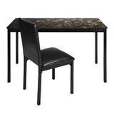 Tempe Rich Faux Marble/Black/Brown Writing Desk and Chair - Ornate Home
