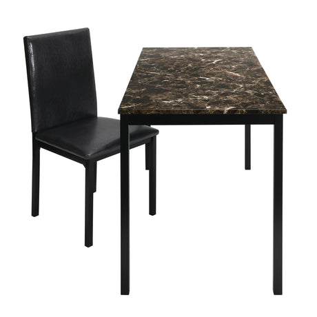 Tempe Rich Faux Marble/Black/Brown Writing Desk and Chair - Ornate Home