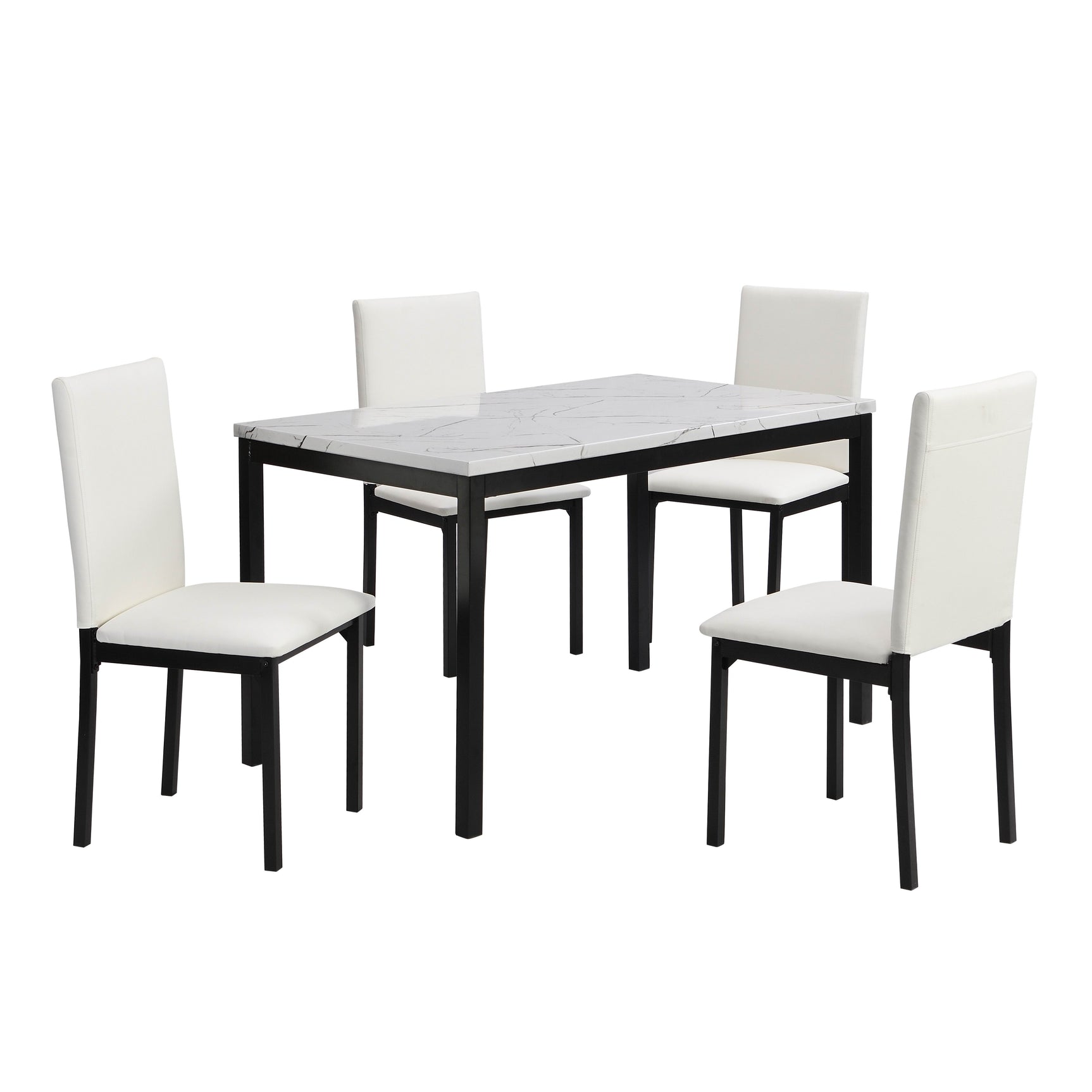 Tempe White/Black Faux Marble Top Dining Table - Ornate Home