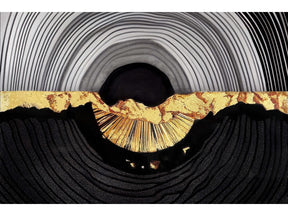 Tempered Glass w/ Foil – Abstractl Gold Circle Wall Art - Ornate Home