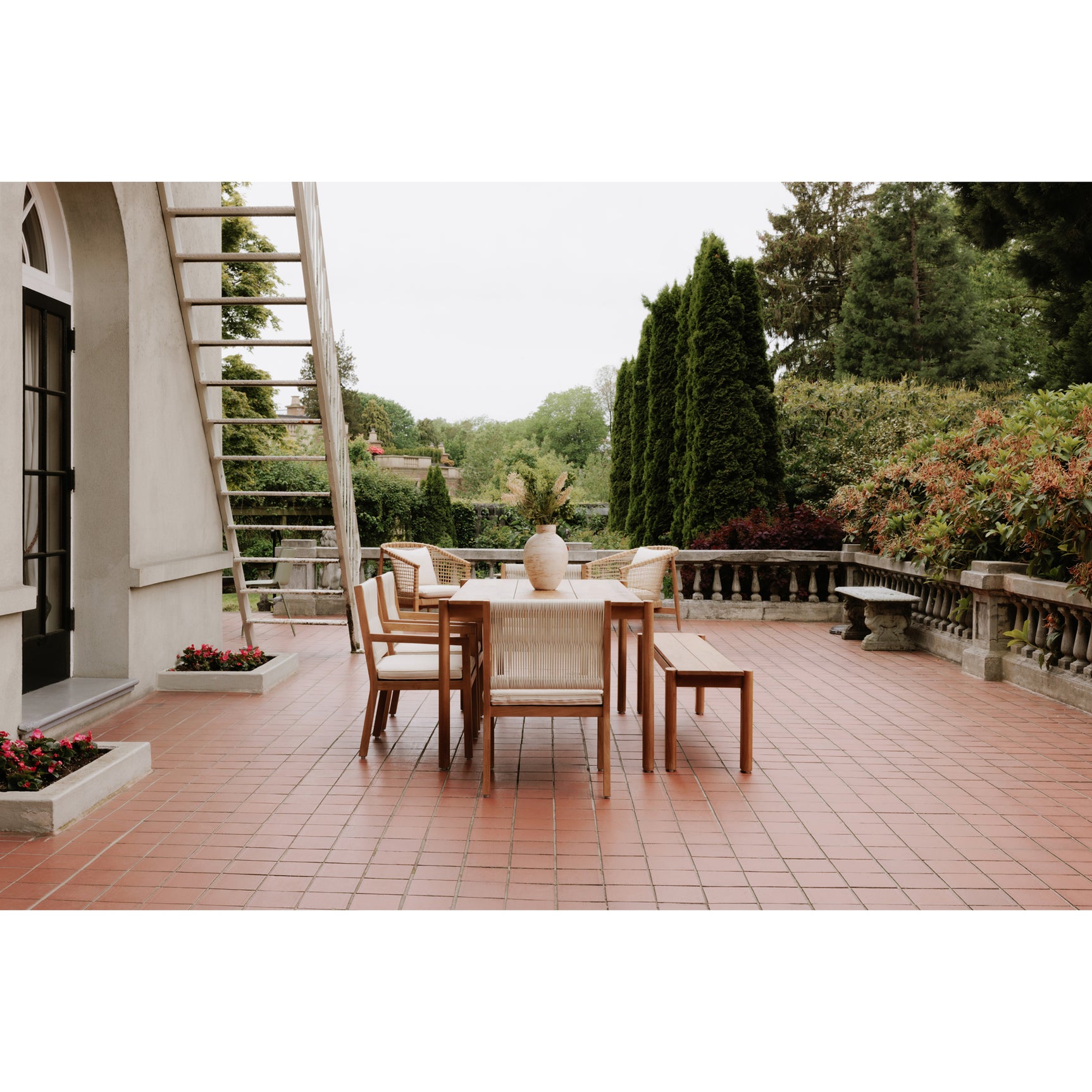 Tempo Natural Outdoor Dining Bench - Ornate Home