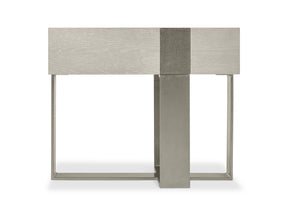 Tempo Satin Nickel/Larza Nightstand with Metal Base - Ornate Home
