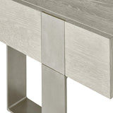 Tempo Satin Nickel/Larza Nightstand with Metal Base - Ornate Home