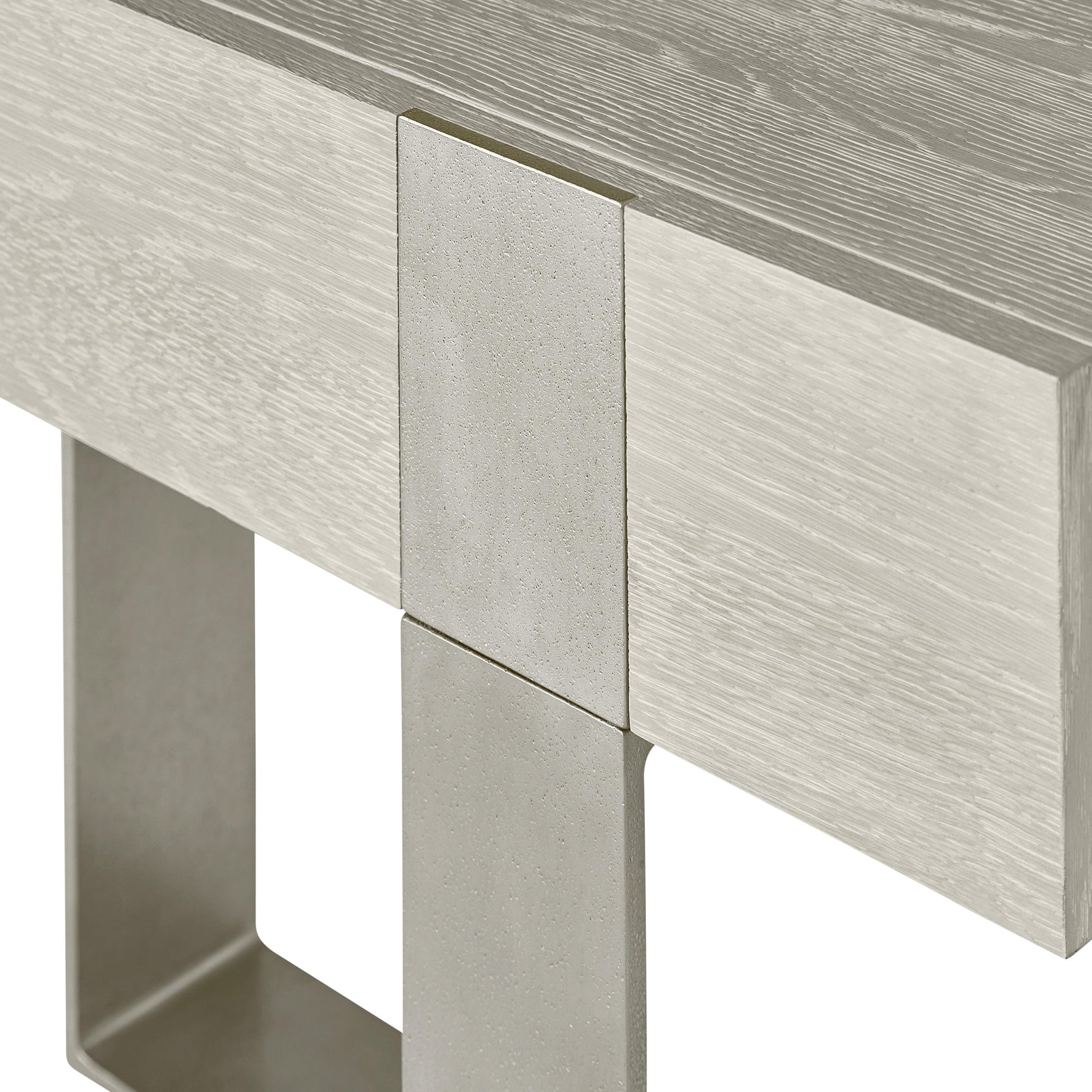 Tempo Satin Nickel/Larza Nightstand with Metal Base - Ornate Home