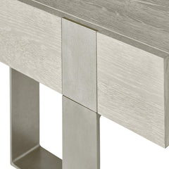 Tempo Satin Nickel/Larza Nightstand with Metal Base - Ornate Home