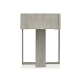 Tempo Satin Nickel/Larza Nightstand with Metal Base - Ornate Home