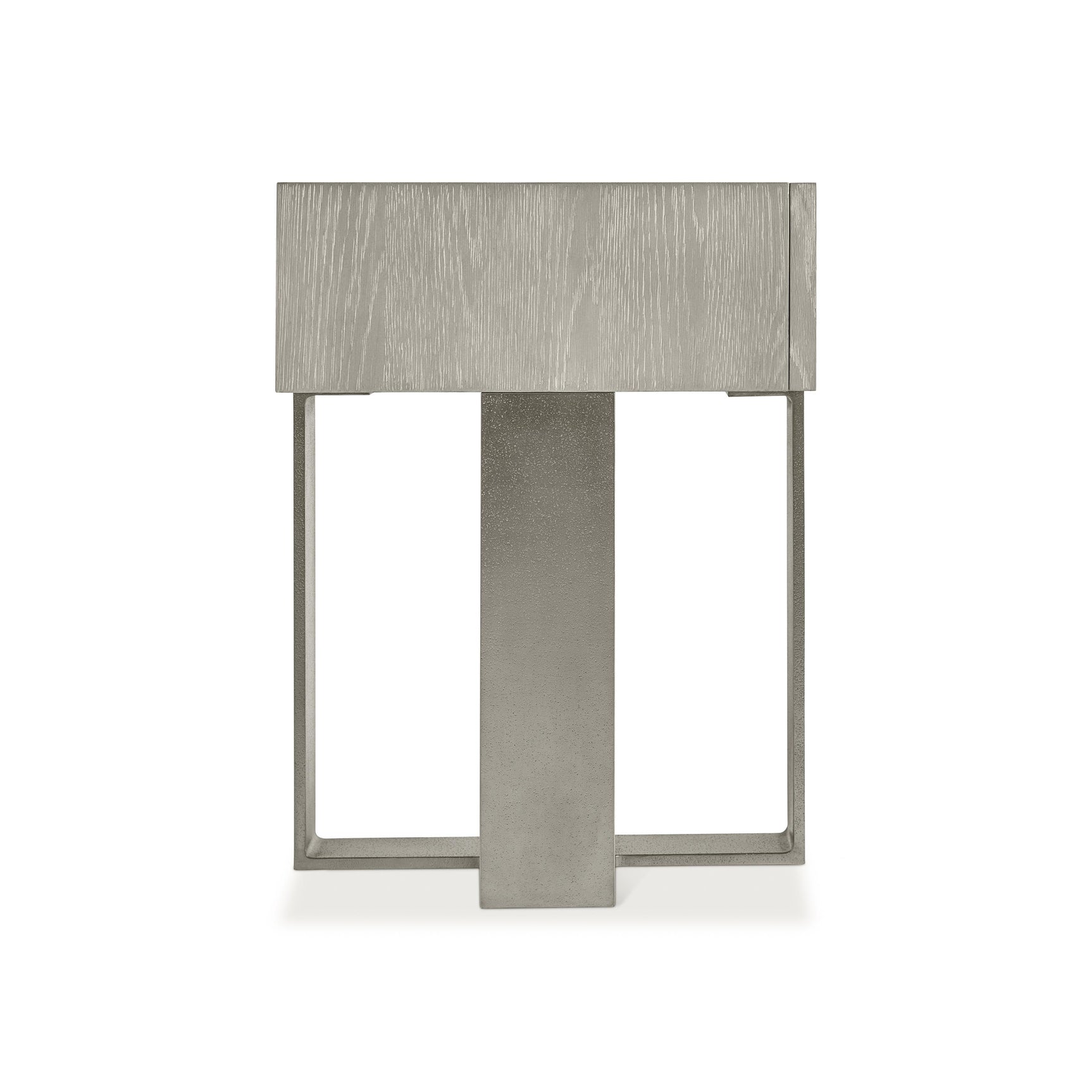 Tempo Satin Nickel/Larza Nightstand with Metal Base - Ornate Home