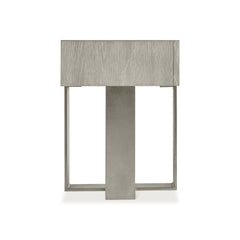 Tempo Satin Nickel/Larza Nightstand with Metal Base - Ornate Home
