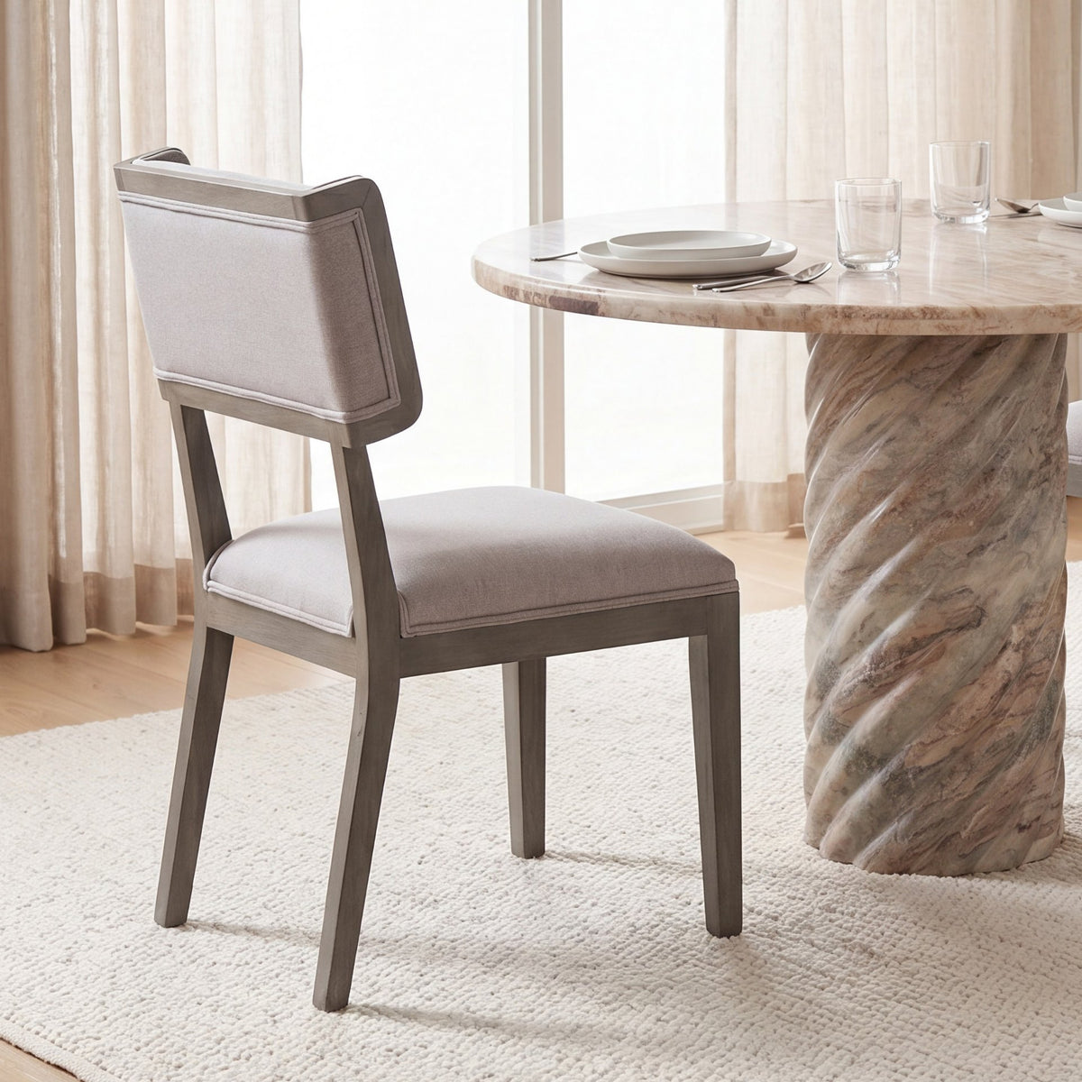 Tenton Gray/Brown Open Back Dining Side Chair with Gray Wood (Set of 2) - Ornate Home