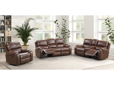 Tepic Brown Leatherette 3 Piece Living Room Set - Ornate Home