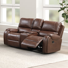 Tepic Brown Leatherette Living Room Set - Ornate Home