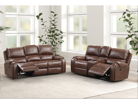 Tepic Brown Leatherette Living Room Set - Ornate Home