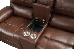 Tepic Brown Leatherette Living Room Set - Ornate Home