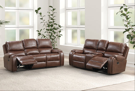 Tepic Brown Leatherette Loveseat - Ornate Home