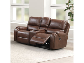 Tepic Brown Leatherette Loveseat - Ornate Home